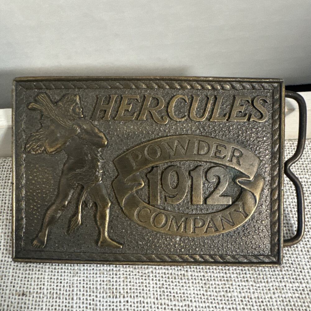Hercules Powder Company 1912 BRASS 1976 Bicentennial Belt Buckle USA